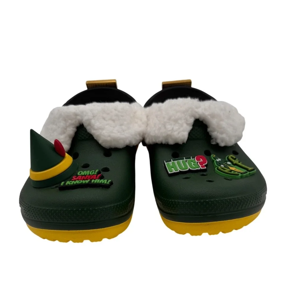 Crocs Unisex Child Classic Clogs Buddy the Elf Fuzz Lined Green Yellow Size C12‎